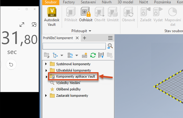 Komponenty z úložiště Vault před