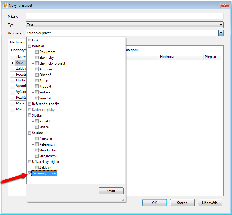 dialog nová vlastnost