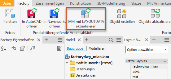Dialogfeld Factory-Optionen