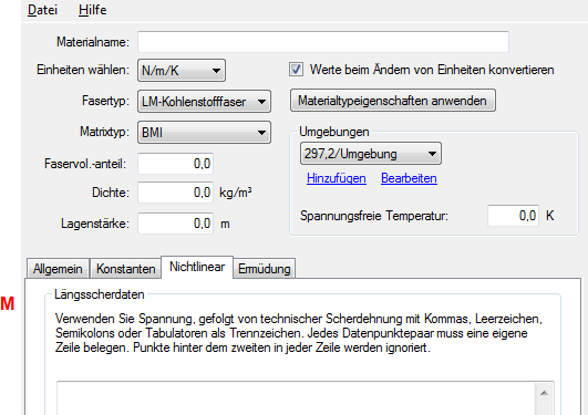 Registerkarte Nichtlinear