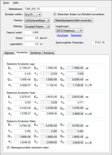 Registerkarte Konstanten