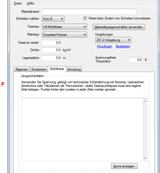 Registerkarte Nichtlinear