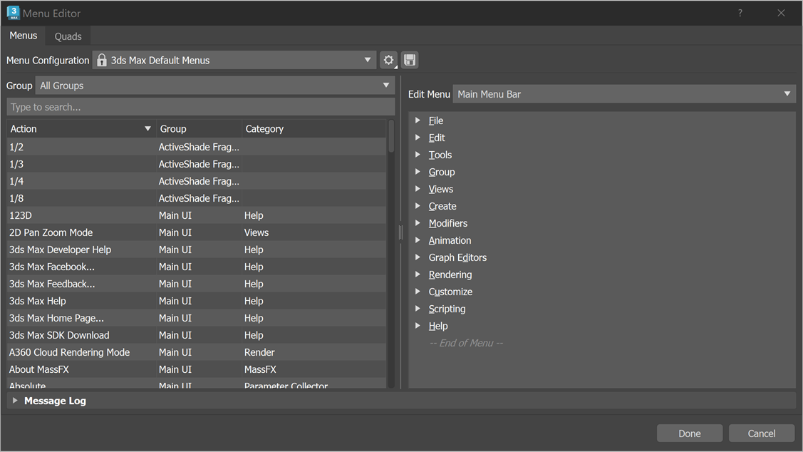 มีอะไรใหม่ 3Ds Max 2025 Menu Editor