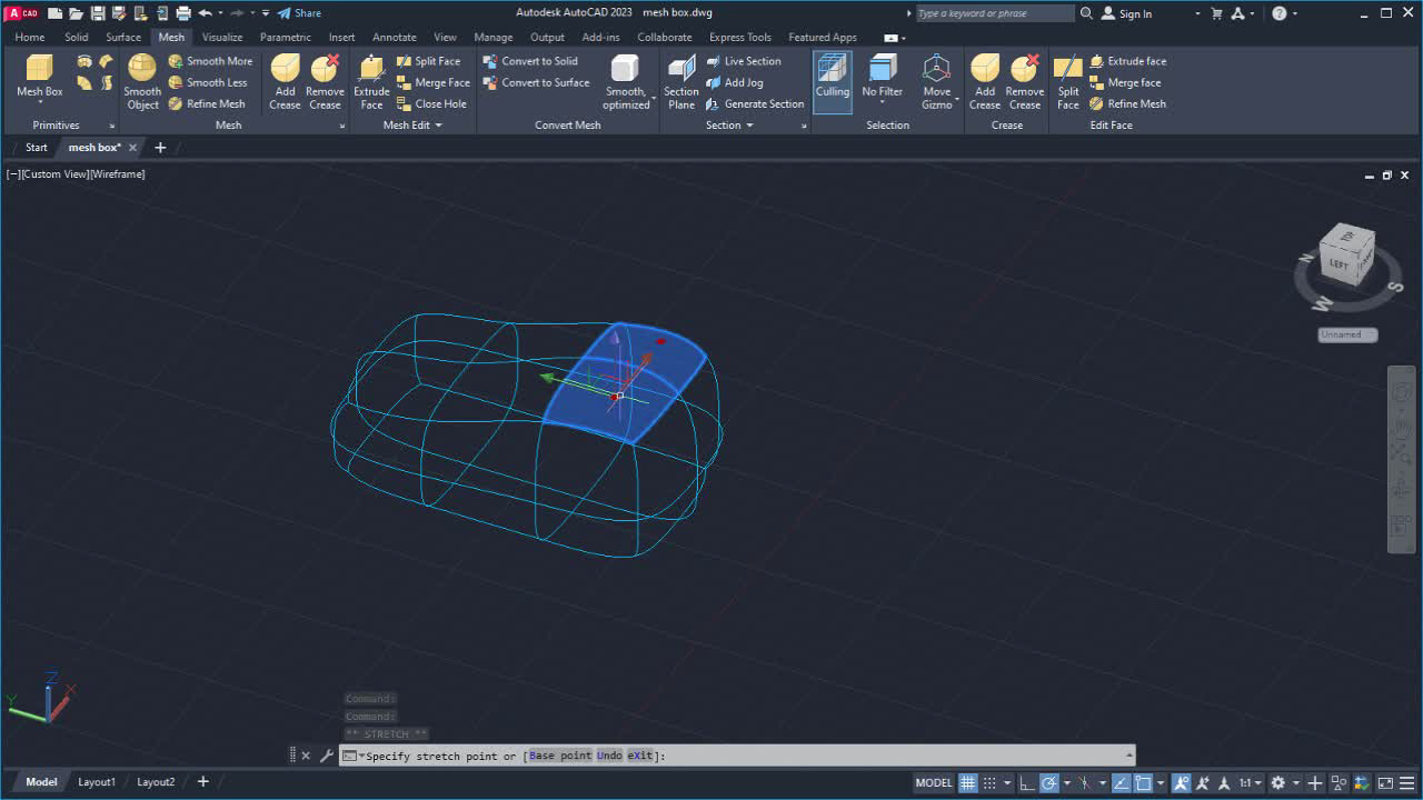 How to stretch part of a solid object on AutoCAD 2020 