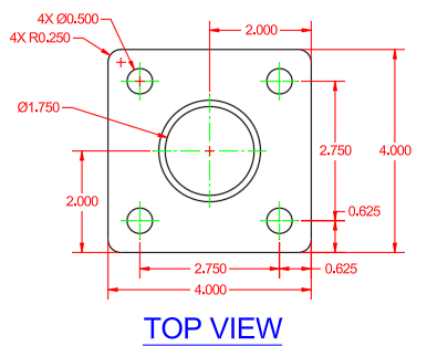 Completed squared flange drawing
