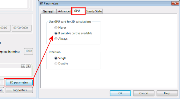 2D parameters dialog - GPU tab