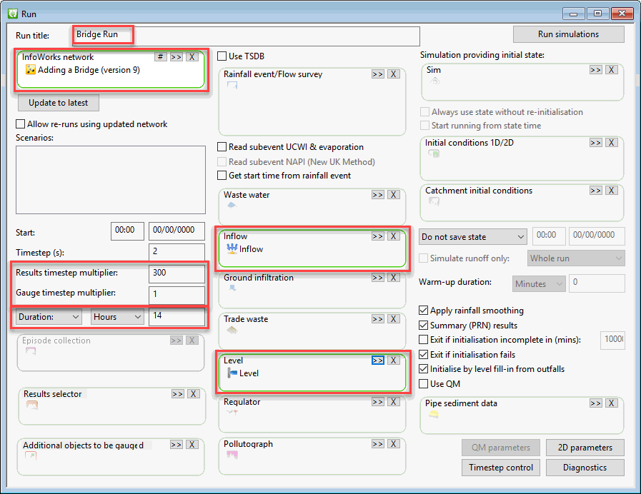 Schedule Run View dialog