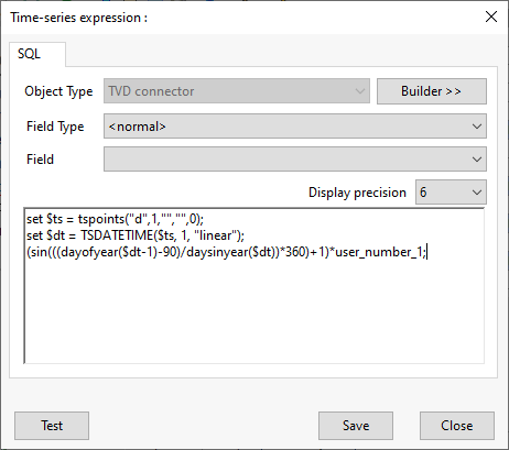 TVD Connector/Time Series Expression Example 5