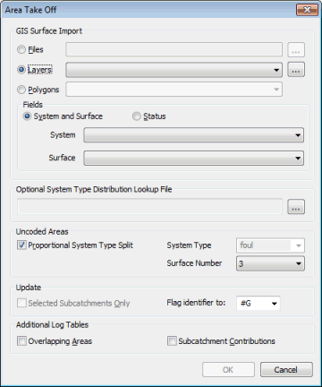 Surface Area Take Off dialog