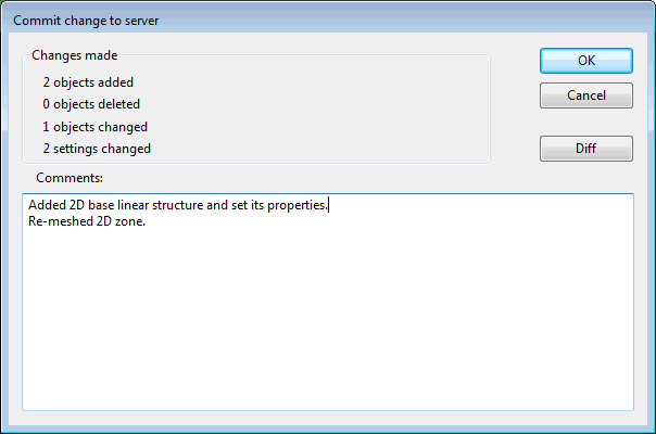 Commit change to server