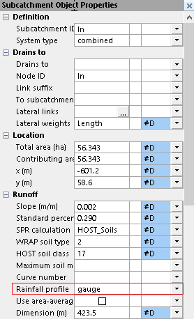 Subcatchment Properties Example 1