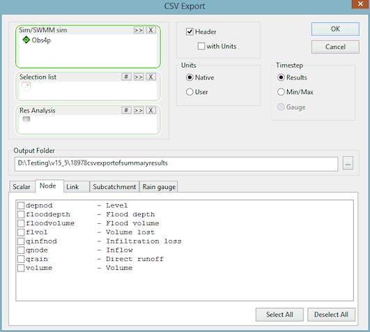 CSV Export Dialog