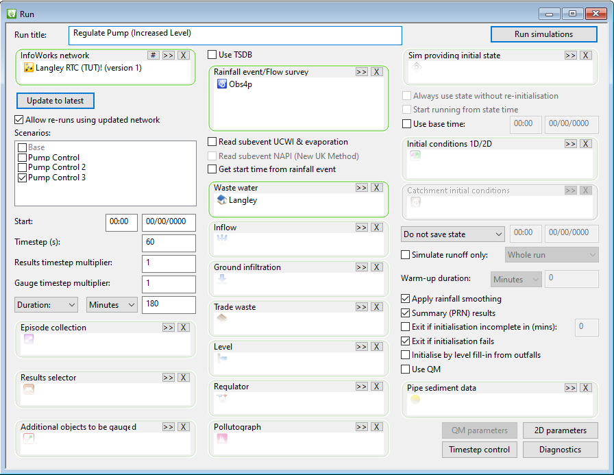 RTC Scenario Run Window for Pump Control 3