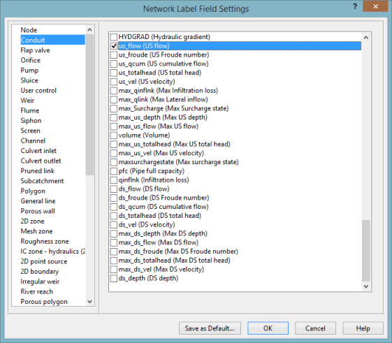 Network Label Field Settings for Link