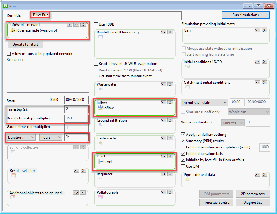 Schedule Run View dialog