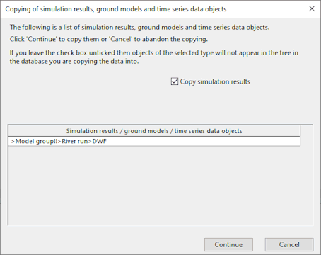 Copying of Simulation Results Dialog