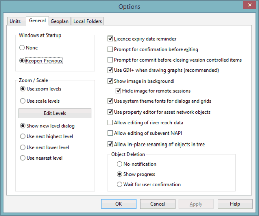 Options dialog - General page