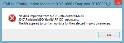 No data imported message