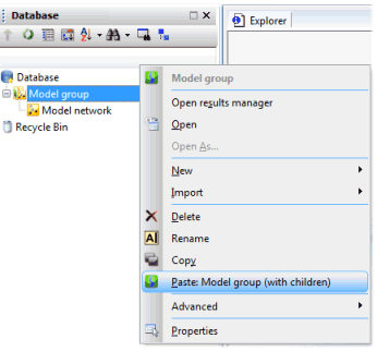 Pasting database items