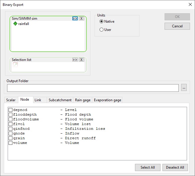 Binary Export Dialog