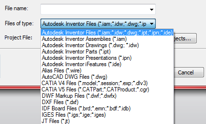files of type dialog