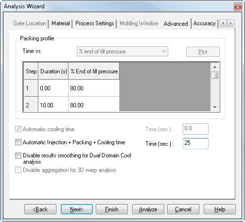 analysis wizard dialog