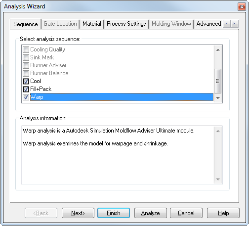 analysis wizard dialog