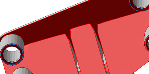 The Downskin where facegroups have been applied to enforce cluster segmentation. The darker area is a separate facegroup. Cluster detection overridden using facegroups