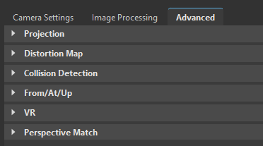 Advanced tab of the Camera Editor