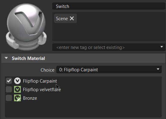List of switch material variants