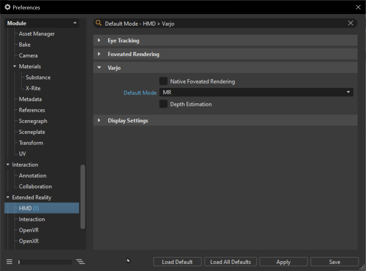 VRED preferences