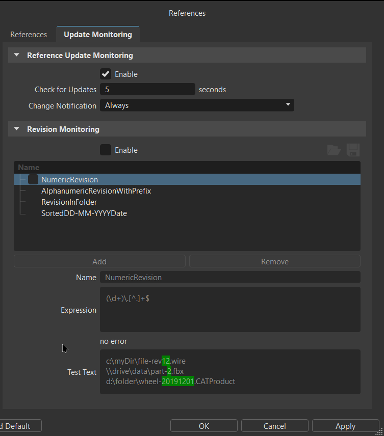 Update Monitoring Reference Preferences