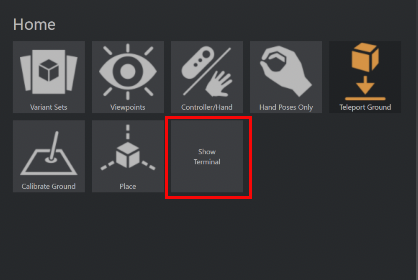 VR Menu with Show Terminal button