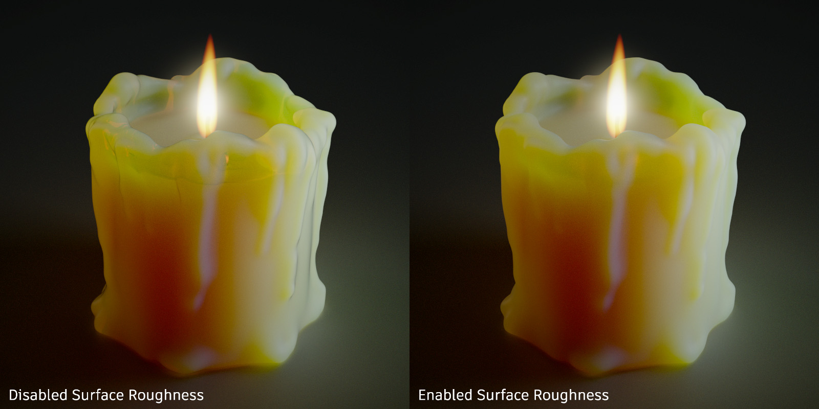 disabled and enabled surface roughness for subsurface scattering