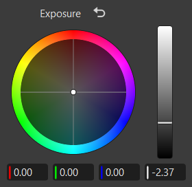 Color wheel controls within a frame