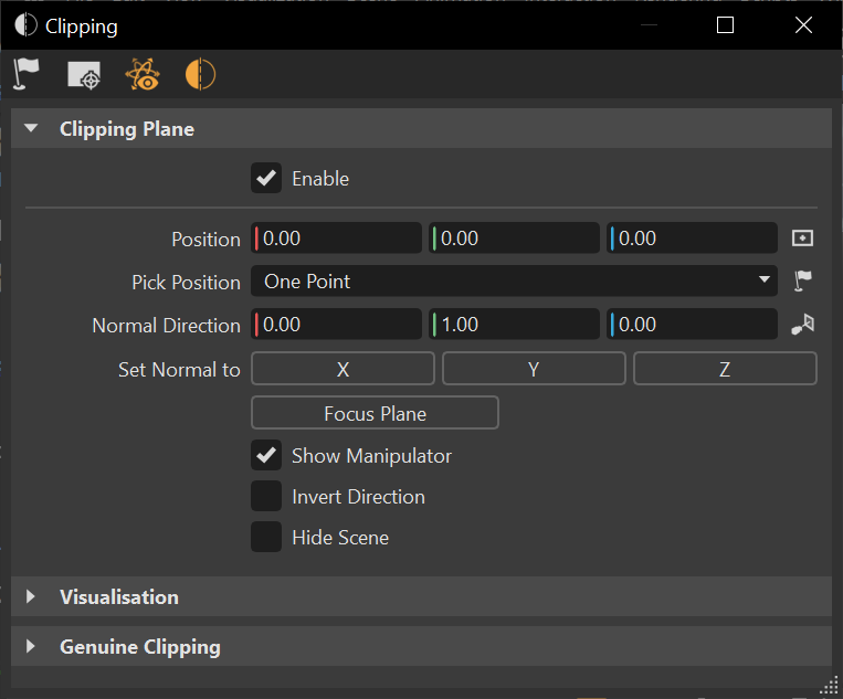 adjusted layout with toolbar of the Clipping module