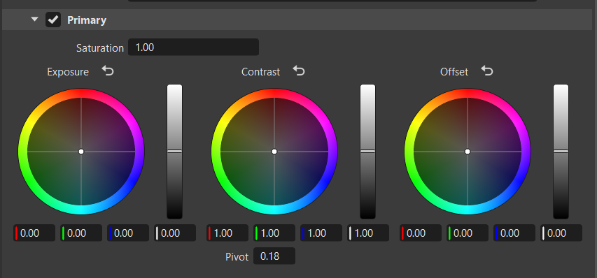 the controllers/fields in the Primary section