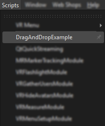 Script menu with new DragAndDropExample exposed