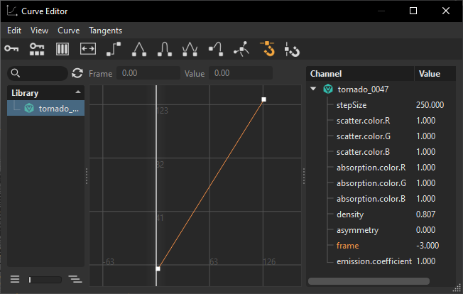 Volume material in the Curve Editor