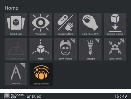 Depth Estimation tool in the VR Menu