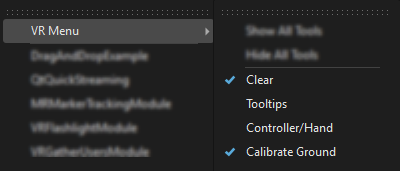 Scripts > VR Menu options