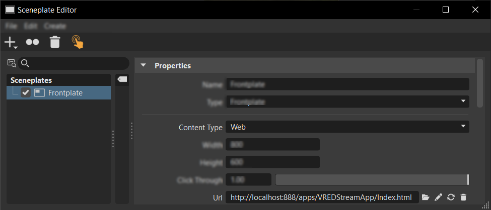 Sceneplate Editor with URL inserted
