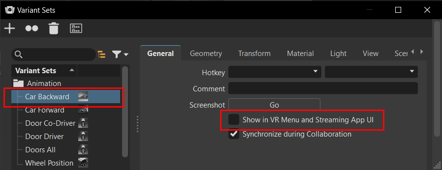 Remove one Variant Set
