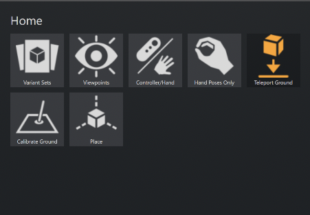 VR Menu with checked select tools