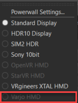 View > Display > Varjo HMD must be selected