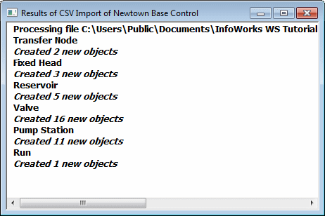 Results of CSV import