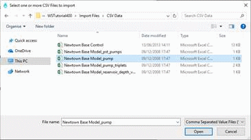 Open Pump file in CSV format