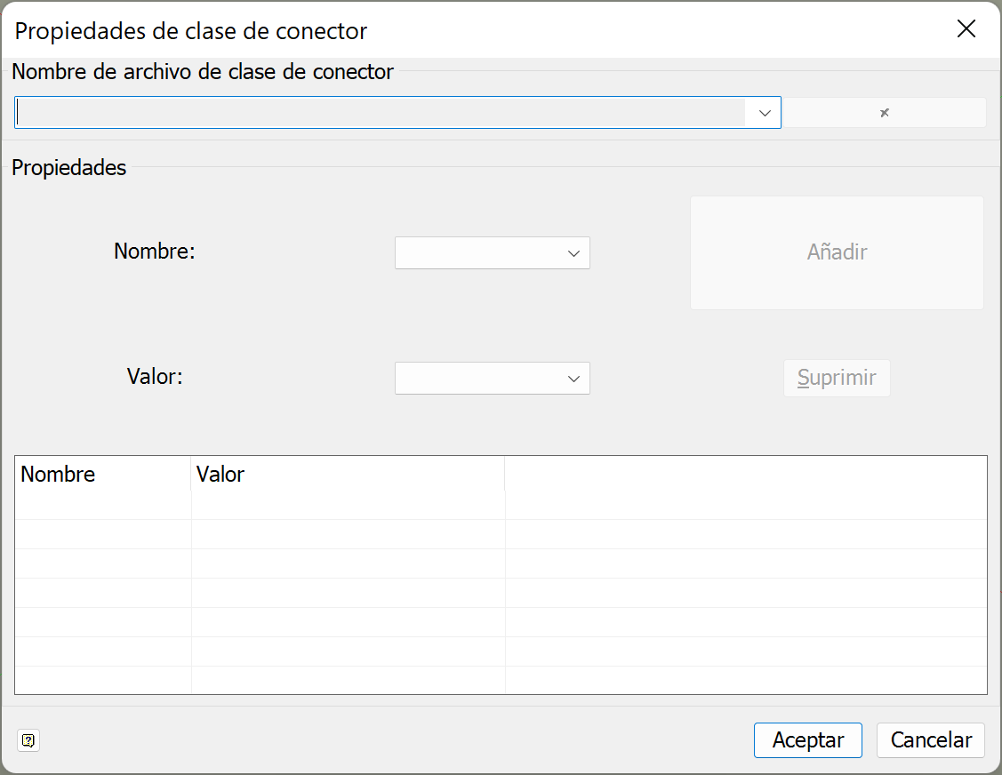 Propiedades de clase del conector antes