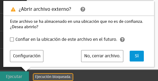 Cuadro de diálogo de advertencia de Dynamo