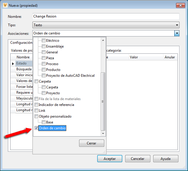 cuadro de diálogo nueva propiedad
